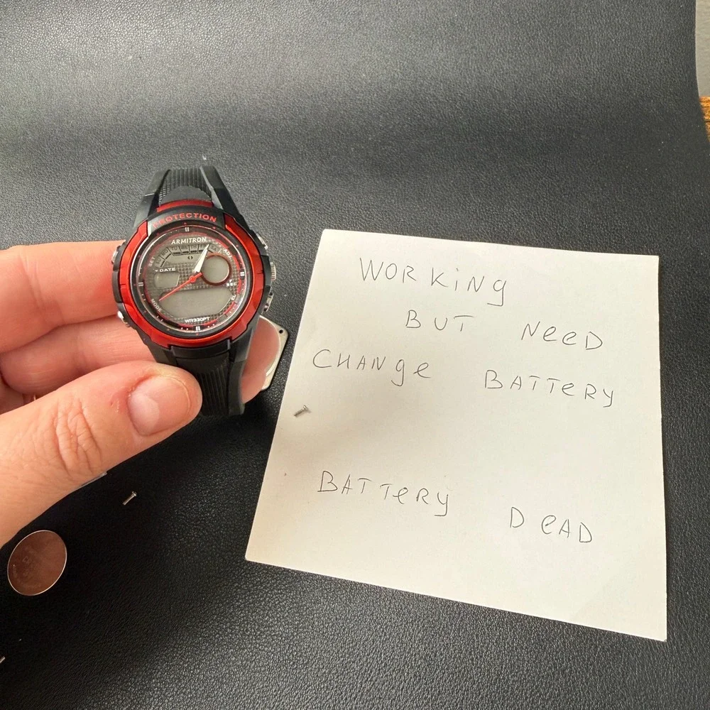 Armitron Pro Sport 25/6429 Unisex Black/Red Ana-Digital Watch NEEDS BATTERY
